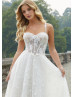 Sweetheart Neck Ivory Lace Floral Romantic Wedding Dress